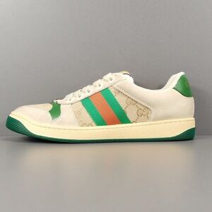 Gucci Beige and Green Stripe Sneakers